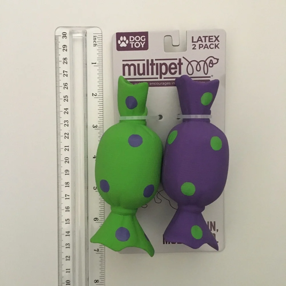NEW (S) Dog Toys Mini 2 Latex Squeakers Green and Purple | Multipet